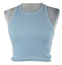 Dámsky svetlomodrý rebrovaný crop top FSBN