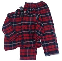 ČErveno-tmavomodro-bílé kostkované flanelové pyžamo H&M