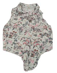 Bílá crop halenka s kytičkami H&M