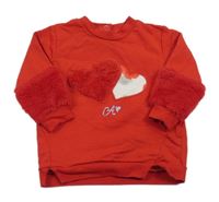 Červená mikina so srdiečkami a kožúškom