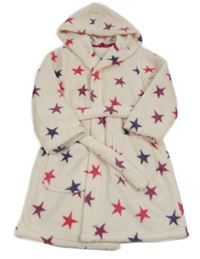 Světlerůžový chlupatý župan s hvězdami a kapucí M&S