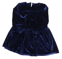 Tmavomodré trblietavé zamatové šaty St. Bernard