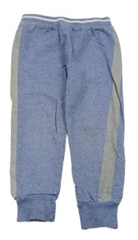 Modré melírované tepláky s proužkem 