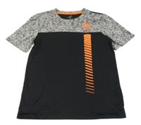 Sivo-čierne športové tričko s potlačou