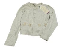 Nové - Světlešedý melírovaný propínací crop svetr s kytičkami Tom Tailor