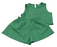 2 set - zelený crop top + zelené kraťasy