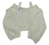 Nové - Biely čipkový crop top Zara