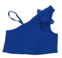 Modrý asymetrický top s krajkovanou květinou River Island