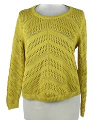 Dámský citronový děrovaný svetr se šifonovými zády Next 