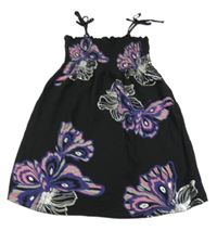 Černá šatová tunika s barevnými motýly H&M