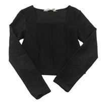 Čierne trblietavé crop tričko H&M