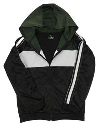 Tmavozeleno-bielo-čierna športová prepínaci mikina s kapucňou zn. Pep&Co