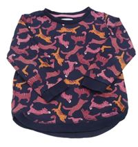 Tmavomodrá vzorovaná mikina s leopardy Bluezoo