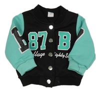 Čierno-tyrkysová baseballová mikina s číslom Shein