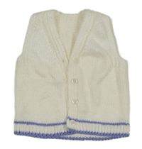 Smotanová pletená vesta s pruhovaným lemem