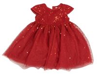 Červené tylovo/flitrové šaty Primark