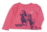 Růžové triko s koňmi 