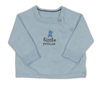 Světlemodrý svetr s medvědem a nápisem Nutmeg