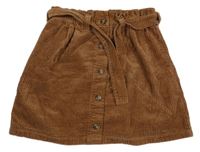 Hnedá menšestrová sukňa s gombíkmi a opaskom Next