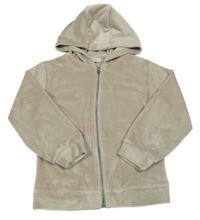 Béžová plyšová propínací mikina s kapucí F&F