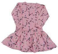 Ružové kvetované teplákové šaty