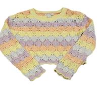 Farebný pruhovaný perforovaný crop sveter Primark