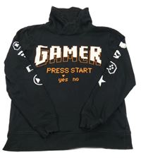 Čierna mikina s ovladačem a komínovým golierom H&M