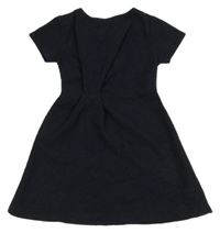 Tmavomodré melírované rebrované svetrové šaty Zara