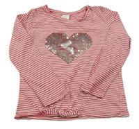 Malinovo-biele pruhované tričko s flitrami C&A