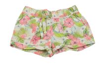 Bílo-zeleno-neonové plátěné kraťasy Pep&Co