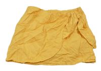 Tmavožltá ľanová sukňa so všitými kraťasy ZARA