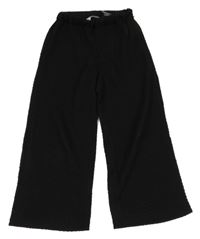 Čierne strukturované široké nohavice H&M