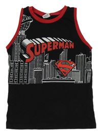 Černé tílko s potiskem a červeným lemem - Superman 