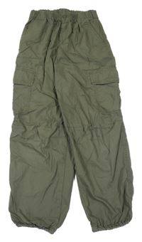 Khaki šušťákové cargo cuff nohavice Uniqlo