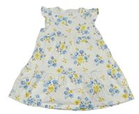 Bielo-modro-žlté kvetované šaty C&A
