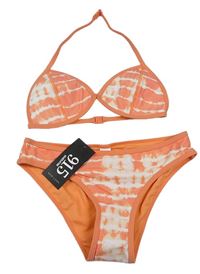 Oranžovo-biele batikované dvoudílné plavky New Look