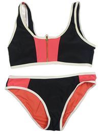 Čierno-ružové dvoudílné plavky New Look