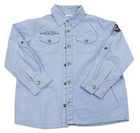Modro-bílá pruhovaná košile s nápisem Topolino