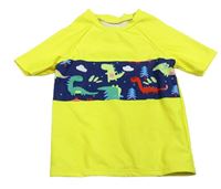 Žlto-tmavomodré UV tričko s dinosaurami Shein