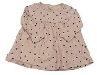 Svetloružové bavlnené šaty so srdiečkami H&M