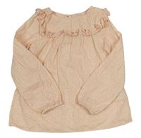 Světlerůžová halenka s kytičkami a volánky H&M