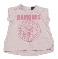 Světlerůžové tričko s potiskem Ramones H&M