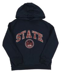 Tmavomodrá mikina s nápisom a kapucňou Primark