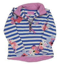 Modro-biela pruhovaná mikina s kvetmi Joules