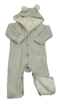 Sivá pletená zateplená kombinéza s kapucňou TU