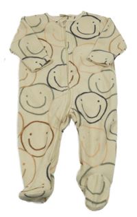 Béžový fleecový overal se smajlíky Next