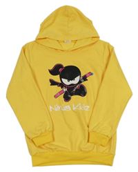 Žltá mikina s ninjou a kapucňou