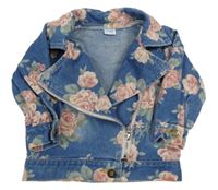 Modrý riflový křivák s květy 