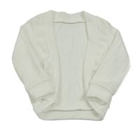 Biely pletený rebrovaný cardigan