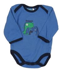 Modro-tmavomodré body s dinosaury 